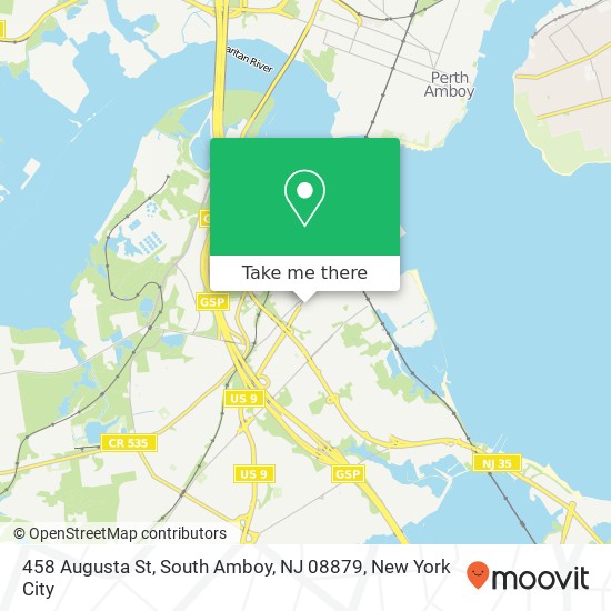 Mapa de 458 Augusta St, South Amboy, NJ 08879