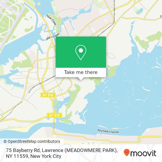 Mapa de 75 Bayberry Rd, Lawrence (MEADOWMERE PARK), NY 11559