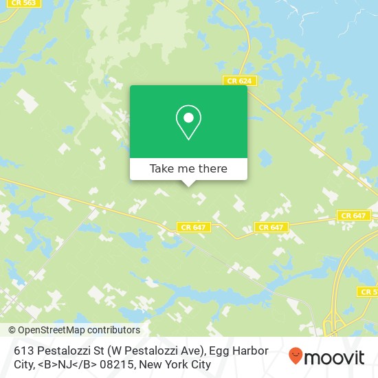 Mapa de 613 Pestalozzi St (W Pestalozzi Ave), Egg Harbor City, <B>NJ< / B> 08215