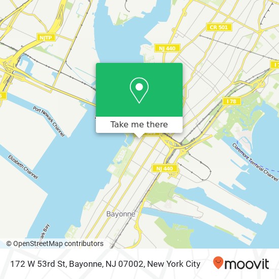 Mapa de 172 W 53rd St, Bayonne, NJ 07002