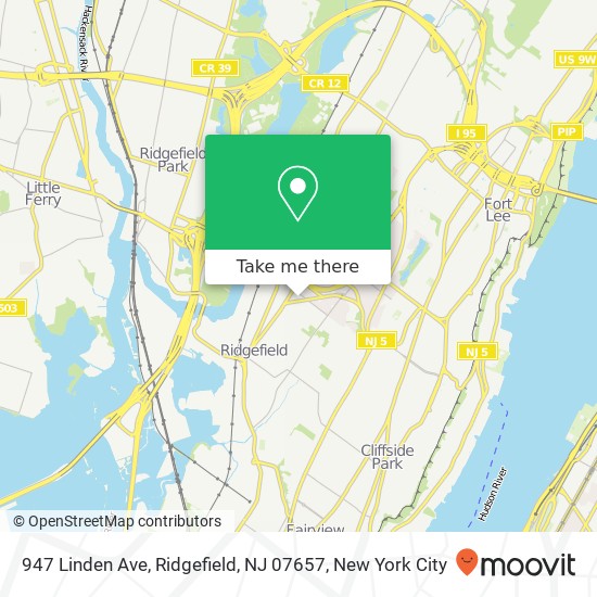 Mapa de 947 Linden Ave, Ridgefield, NJ 07657
