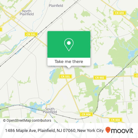 Mapa de 1486 Maple Ave, Plainfield, NJ 07060