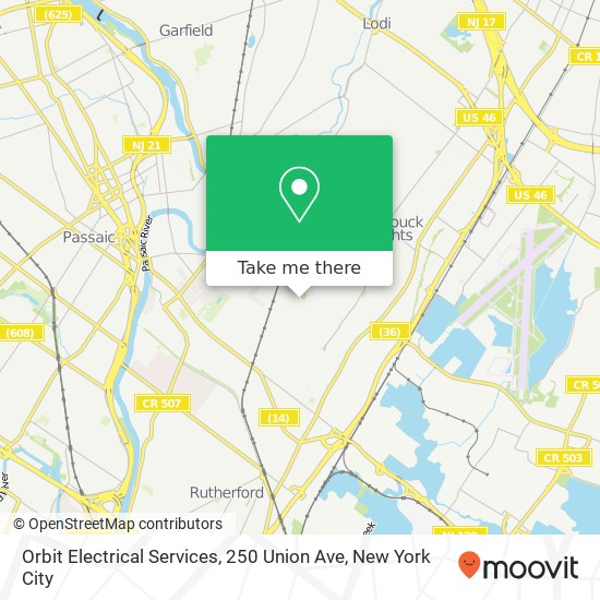 Mapa de Orbit Electrical Services, 250 Union Ave