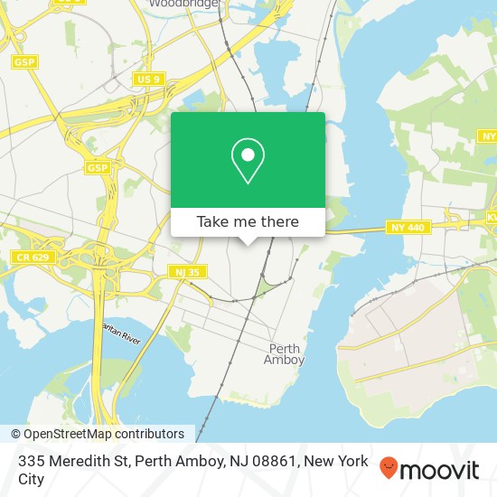 Mapa de 335 Meredith St, Perth Amboy, NJ 08861