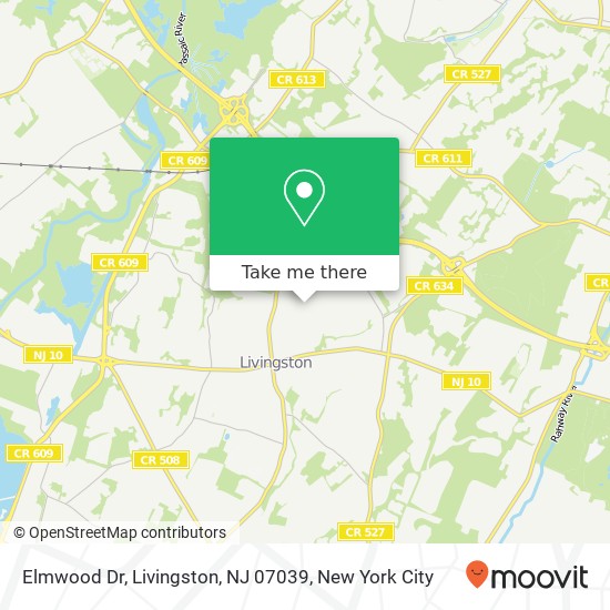 Mapa de Elmwood Dr, Livingston, NJ 07039