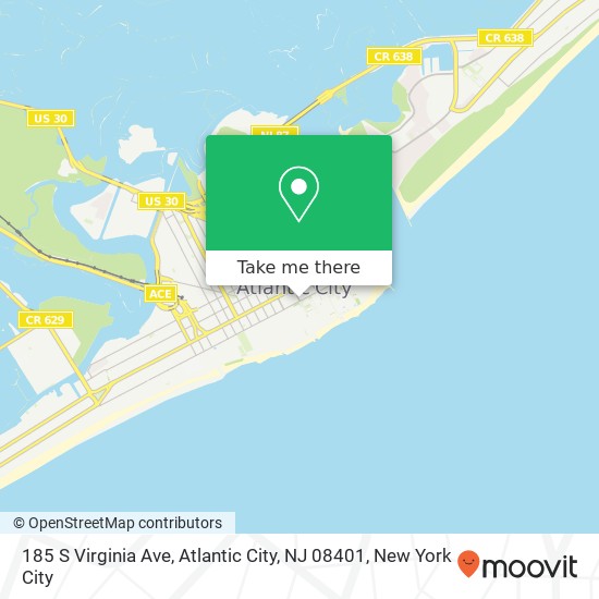 Mapa de 185 S Virginia Ave, Atlantic City, NJ 08401