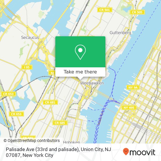 Palisade Ave (33rd and palisade), Union City, NJ 07087 map