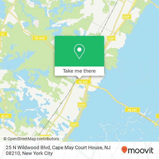 Mapa de 25 N Wildwood Blvd, Cape May Court House, NJ 08210