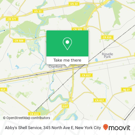 Mapa de Abby's Shell Service, 345 North Ave E