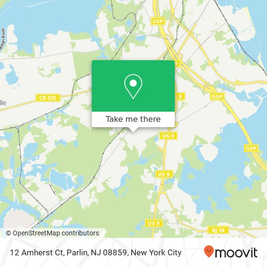 Mapa de 12 Amherst Ct, Parlin, NJ 08859