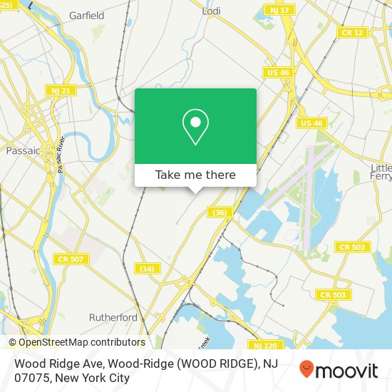 Mapa de Wood Ridge Ave, Wood-Ridge (WOOD RIDGE), NJ 07075