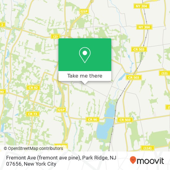 Mapa de Fremont Ave (fremont ave pine), Park Ridge, NJ 07656