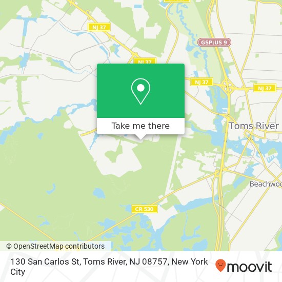 Mapa de 130 San Carlos St, Toms River, NJ 08757