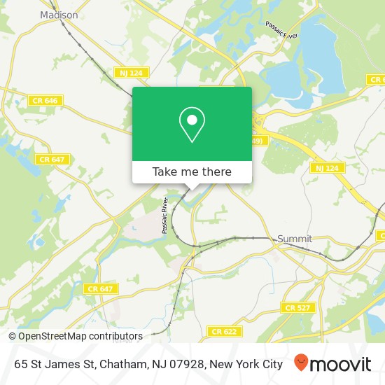 Mapa de 65 St James St, Chatham, NJ 07928