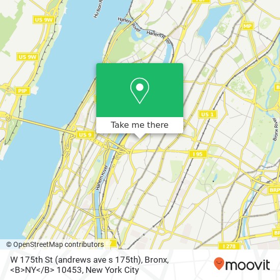 W 175th St (andrews ave s 175th), Bronx, <B>NY< / B> 10453 map