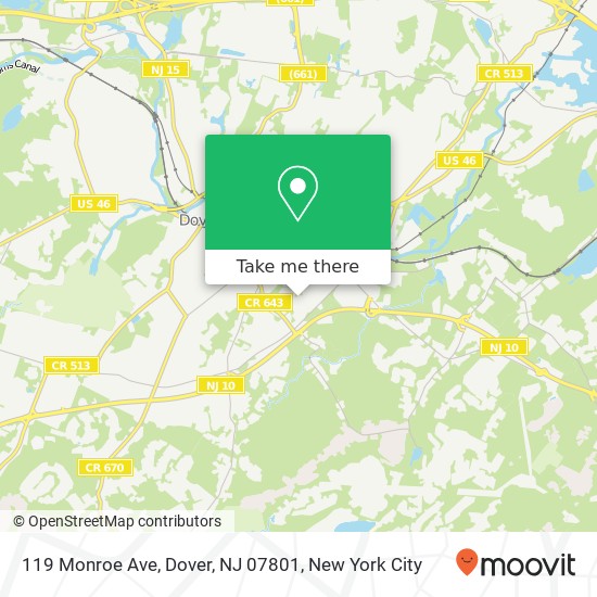Mapa de 119 Monroe Ave, Dover, NJ 07801