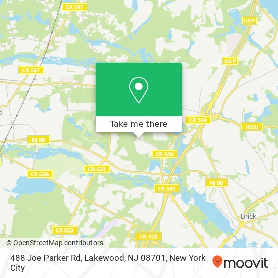 Mapa de 488 Joe Parker Rd, Lakewood, NJ 08701