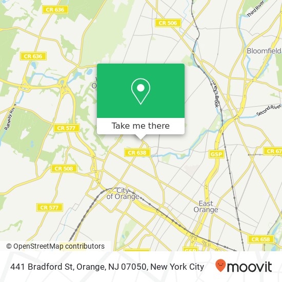 Mapa de 441 Bradford St, Orange, NJ 07050