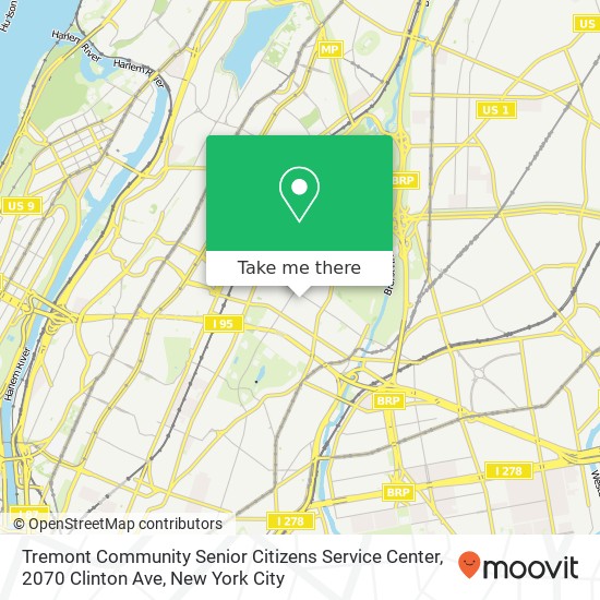 Tremont Community Senior Citizens Service Center, 2070 Clinton Ave map