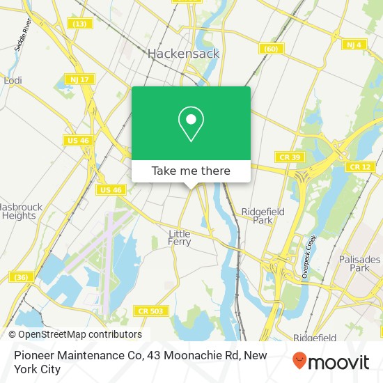 Mapa de Pioneer Maintenance Co, 43 Moonachie Rd