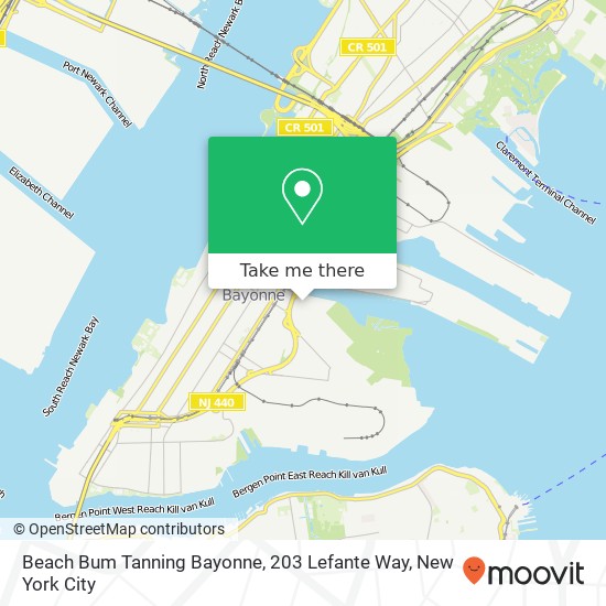 Mapa de Beach Bum Tanning Bayonne, 203 Lefante Way