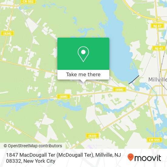 Mapa de 1847 MacDougall Ter (McDougall Ter), Millville, NJ 08332