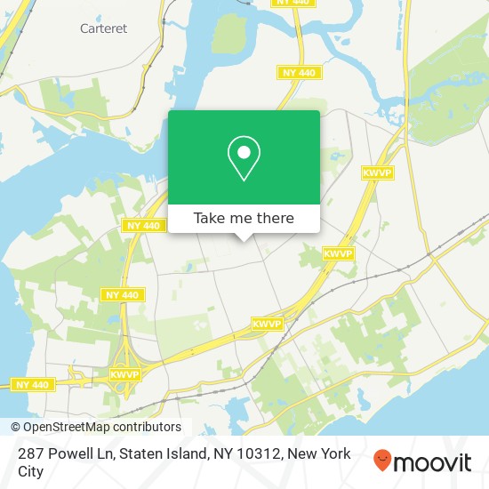 Mapa de 287 Powell Ln, Staten Island, NY 10312