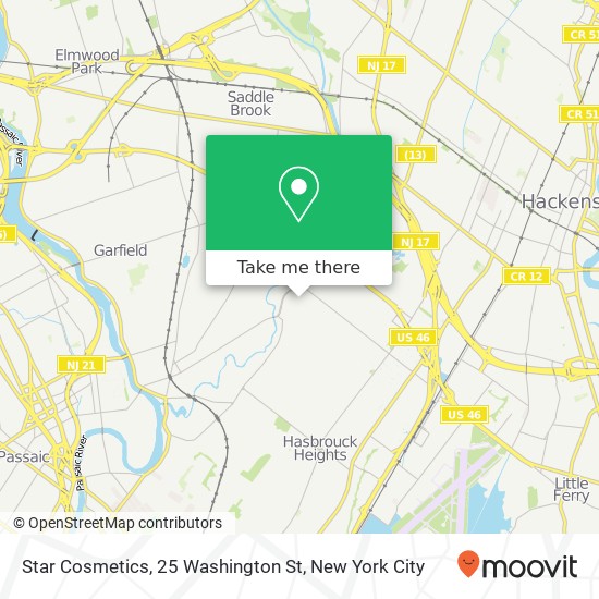 Mapa de Star Cosmetics, 25 Washington St