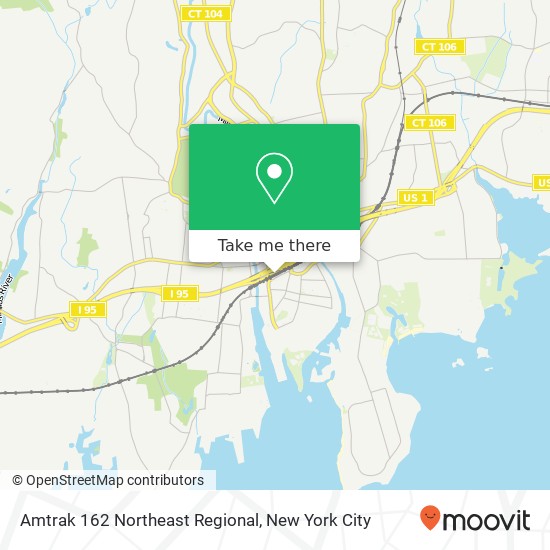 Mapa de Amtrak 162 Northeast Regional