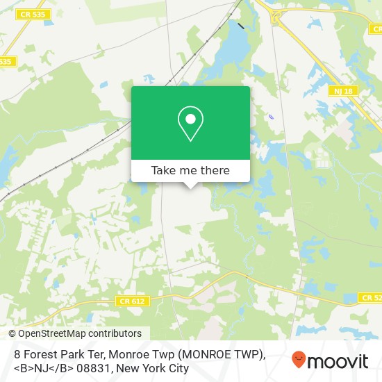 8 Forest Park Ter, Monroe Twp (MONROE TWP), <B>NJ< / B> 08831 map