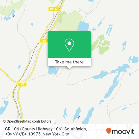Mapa de CR-106 (County Highway 106), Southfields, <B>NY< / B> 10975