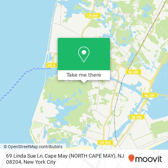 Mapa de 69 Linda Sue Ln, Cape May (NORTH CAPE MAY), NJ 08204