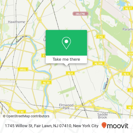 Mapa de 1745 Willow St, Fair Lawn, NJ 07410