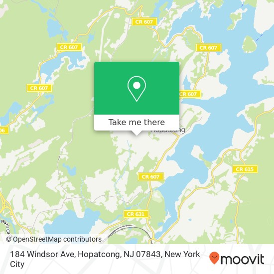 Mapa de 184 Windsor Ave, Hopatcong, NJ 07843