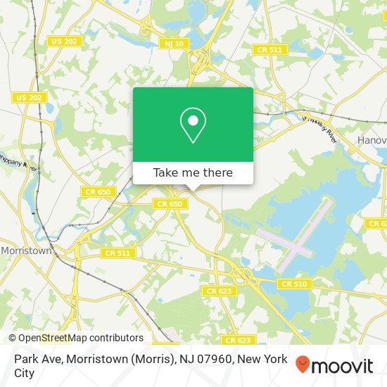 Mapa de Park Ave, Morristown (Morris), NJ 07960