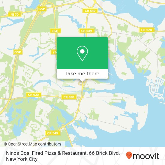 Mapa de Ninos Coal Fired Pizza & Restaurant, 66 Brick Blvd