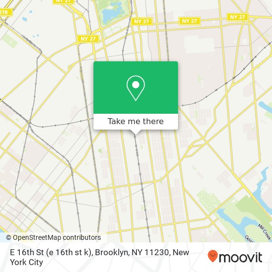 Mapa de E 16th St (e 16th st k), Brooklyn, NY 11230