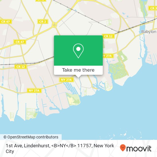 Mapa de 1st Ave, Lindenhurst, <B>NY< / B> 11757
