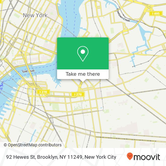 Mapa de 92 Hewes St, Brooklyn, NY 11249