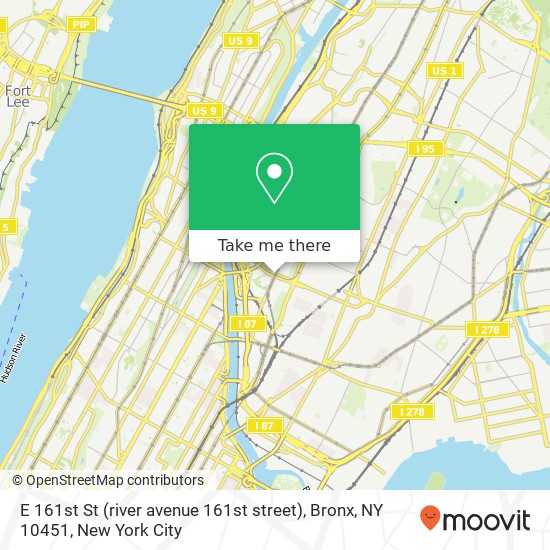 Mapa de E 161st St (river avenue 161st street), Bronx, NY 10451