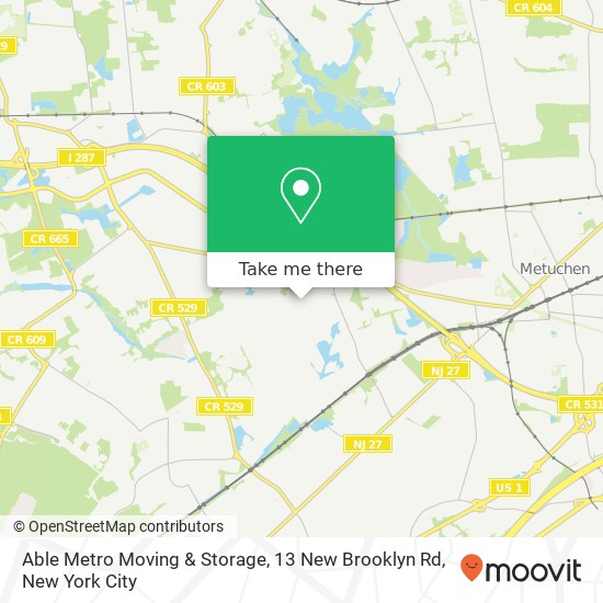 Able Metro Moving & Storage, 13 New Brooklyn Rd map