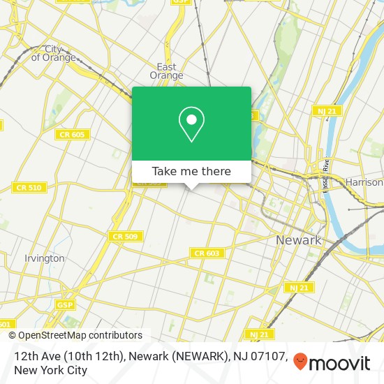 12th Ave (10th 12th), Newark (NEWARK), NJ 07107 map