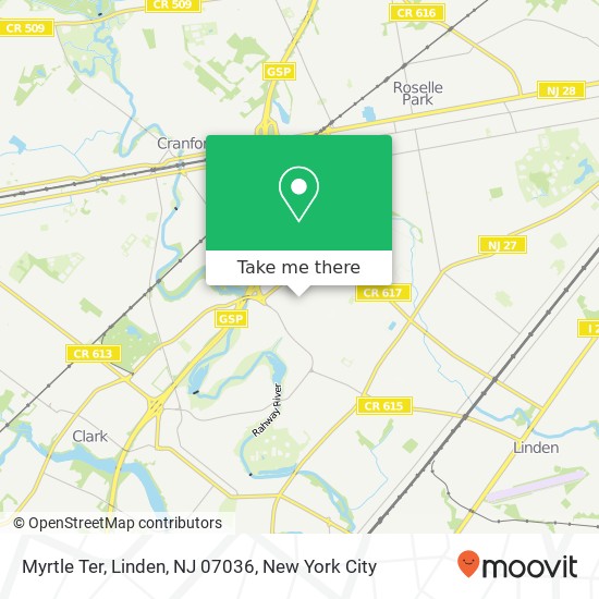 Mapa de Myrtle Ter, Linden, NJ 07036