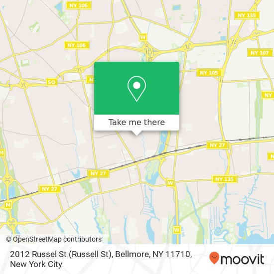 Mapa de 2012 Russel St (Russell St), Bellmore, NY 11710