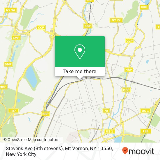 Mapa de Stevens Ave (8th stevens), Mt Vernon, NY 10550