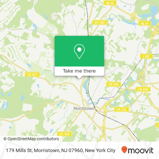 Mapa de 179 Mills St, Morristown, NJ 07960