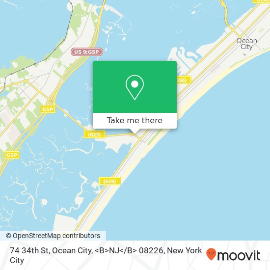 Mapa de 74 34th St, Ocean City, <B>NJ< / B> 08226