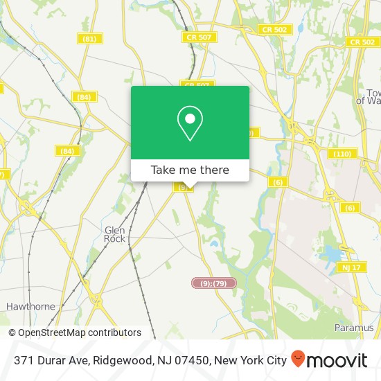Mapa de 371 Durar Ave, Ridgewood, NJ 07450