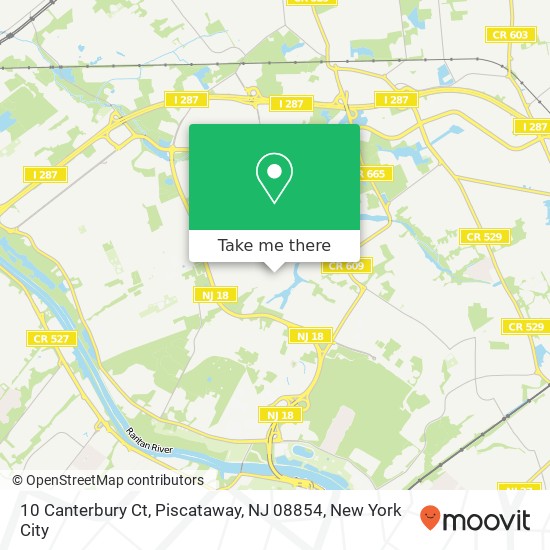 Mapa de 10 Canterbury Ct, Piscataway, NJ 08854