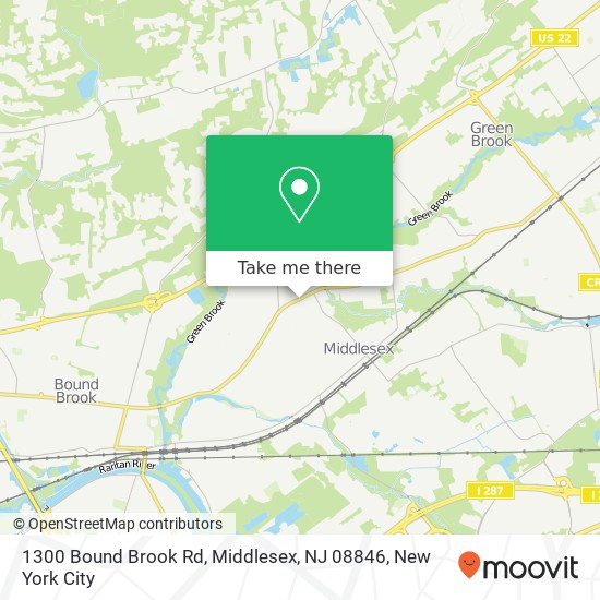 Mapa de 1300 Bound Brook Rd, Middlesex, NJ 08846